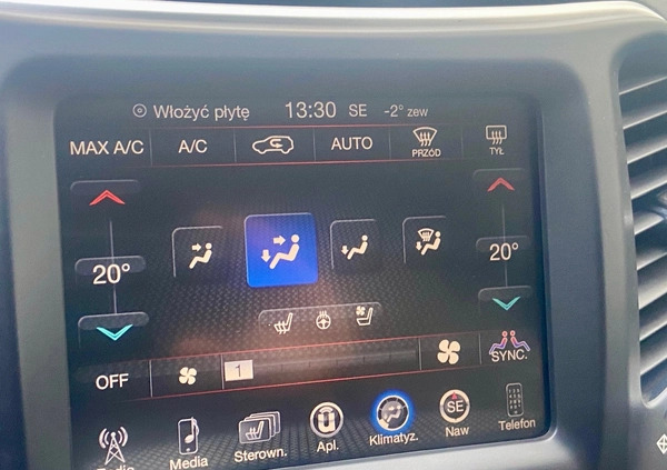 Jeep Cherokee cena 79000 przebieg: 148000, rok produkcji 2016 z Warszawa małe 277